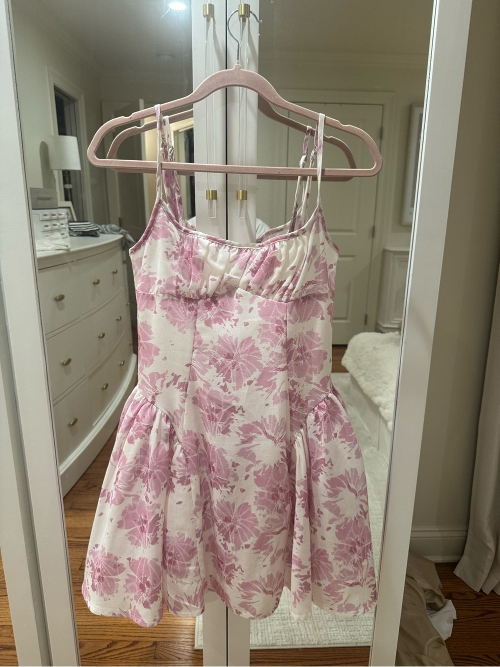 Saints + Secrets Pink Floral Corset Mini Dress Size Small